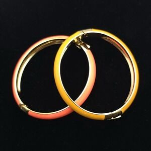 J.CREW‎ Set of 2 Gold/Yellow Pink Clamp Enamel Bangle
